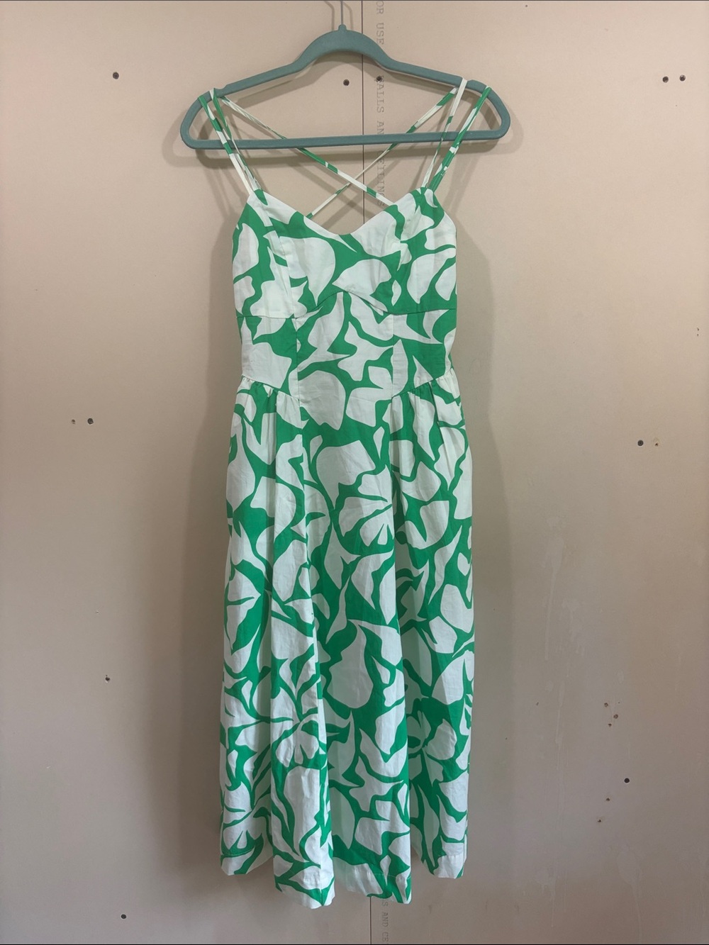 Green And White Cotton Midi Sundress Size XS